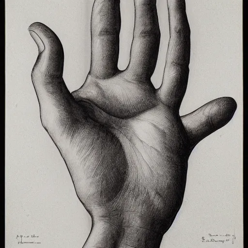 Image similar to A human hand drawing by Escher and Bach