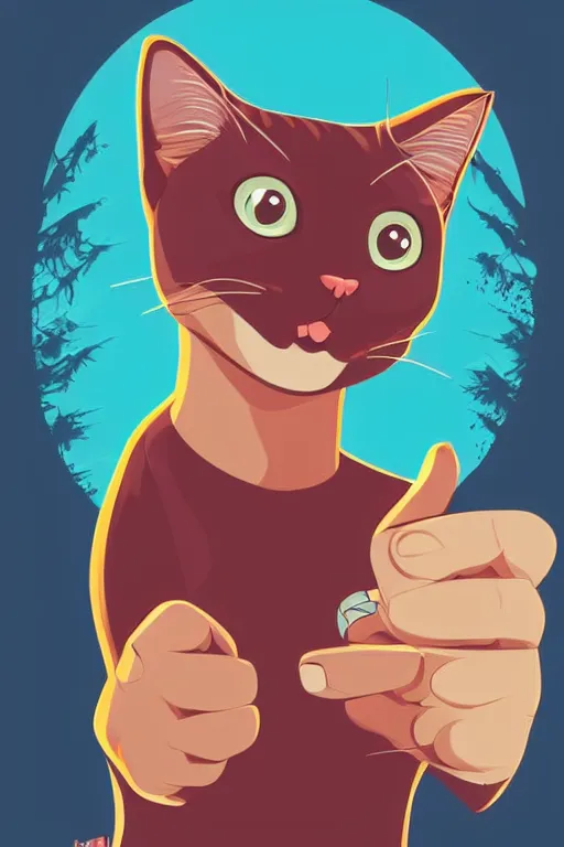 Prompt: a happy cat with thumbs up, clean cel shaded vector art. shutterstock. behance hd by lois van baarle, artgerm, helen huang, by makoto shinkai and ilya kuvshinov, rossdraws, illustration