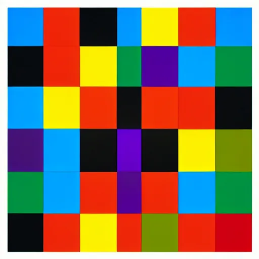 Prompt: an abstract picture a 64 coloured squares arranged in a 8x8 grid, ellsworth kelly, artstation