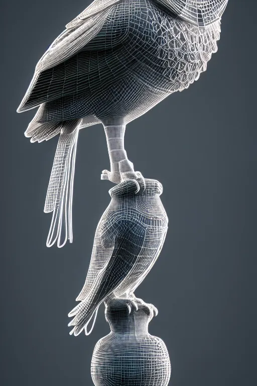 Image similar to complex 3 d render ultra detailed of a beautiful porcelain profile of a mechanical owl made of iron, cable wires, microchip, elegant, hyper realistic, ultra detailed, octane render, jamie hewlett style, volumetric lighting, 8 k post - production