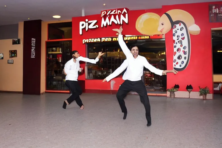 Image similar to Dhar mann dancing at pizza hut