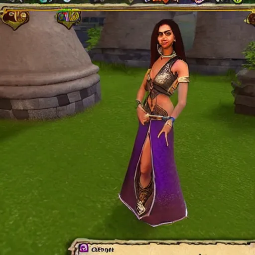 Prompt: a screenshot of deepika padukone in the video game runescape. 3 d rendering. unreal engine. amazing likeness. very detailed. cartoon caricature