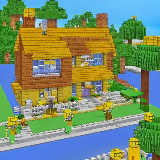 Image similar to The Simpsons in Minecraft