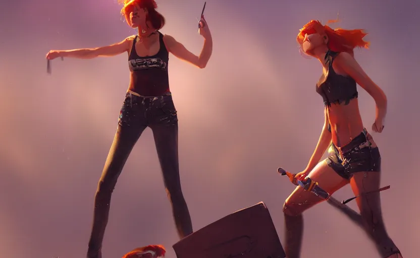 Image similar to rockstar girl on stage. by william - adolphe bouguerea, pixar, artstation trending, concept art, digital art, digital painting, dramatic lighting, sharp focus, highly detailed, vxf movie, cinematic