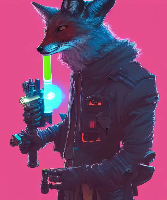 Image similar to a portrait of an anthropomorphic cyberpunk fox holding a lightsaber, fantasy, elegant, digital painting, artstation, concept art, matte, sharp focus, illustration, art by josan gonzalez