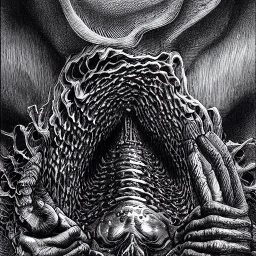Prompt: an anthropomorphic depiction of death itself by kentaro miura, hyper-detailed masterpiece