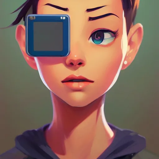 Image similar to face icon stylized minimalist game boy advance, loftis, cory behance hd by jesper ejsing, by rhads, makoto shinkai and lois van baarle, ilya kuvshinov, rossdraws global illumination