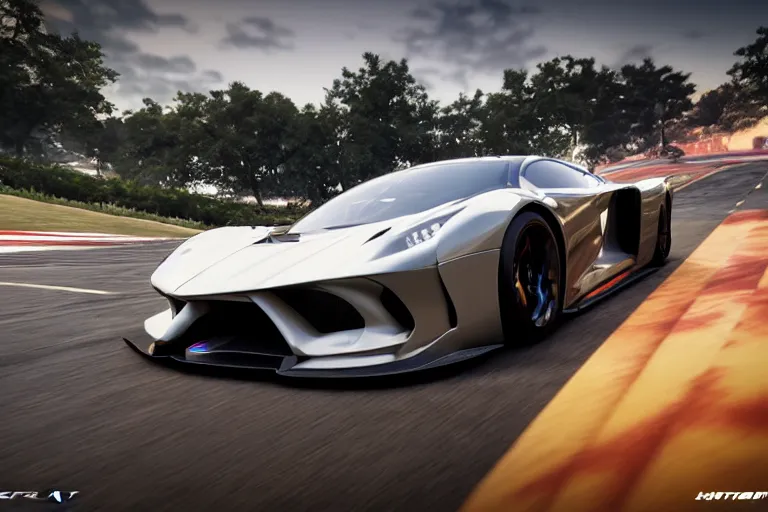 Image similar to photo wallpaper sport car gran turismo 7 forza horizon need for speed fast and furious 5 unreal engine supercar hypercar game concept car octane render, 4 khd 2 0 2 2 3 d cgi rtx style chrome reflexion global illumination ray tracing hdr arstation pixar and disney unreal