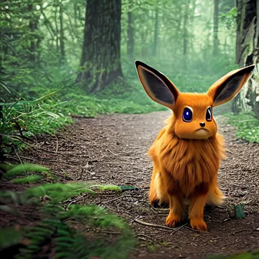 Image similar to national geographic professional photo of eevee in the wild, award winning