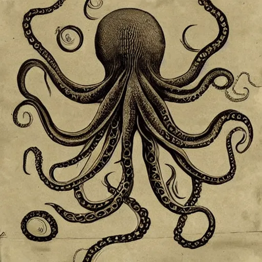 Prompt: octopus with human hands at the ends of each tentacle in style of leonardo da vinci