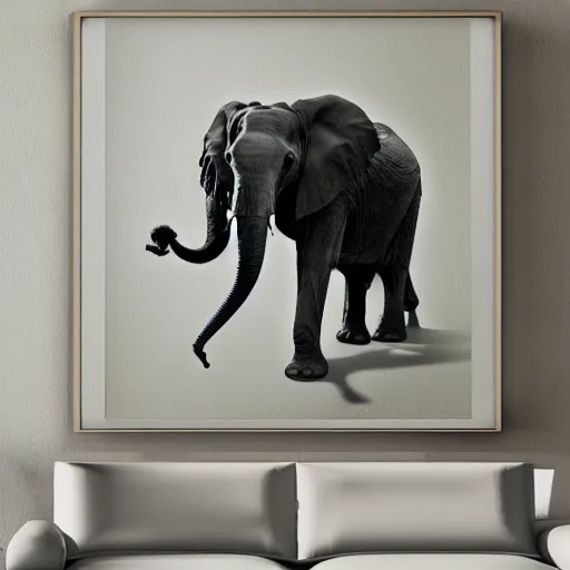Prompt: elephant in a livingroom