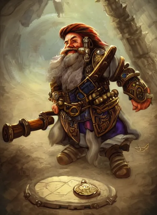 Prompt: a dwarf artificer holding a musket and riding on a steampunk robot, fantasy art, chinese fantasy, dungeons and dragons, tabletop rpg, ghostblade, wlop.