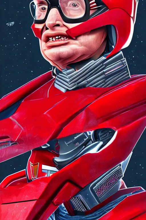 Prompt: portrait of stephen hawking as red ranger from power rangers, intricate, highly detailed, smooth, artstation, digital illustration