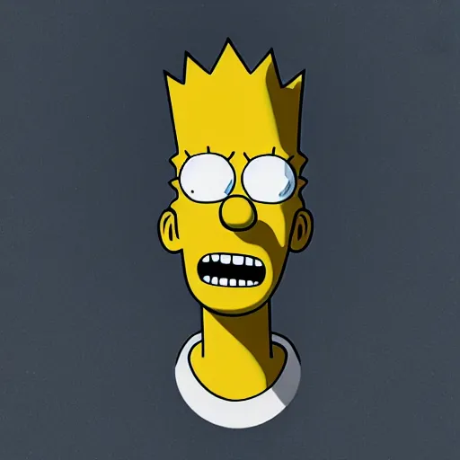 Image similar to photorealistic Bart Simpson in the blaire witch project