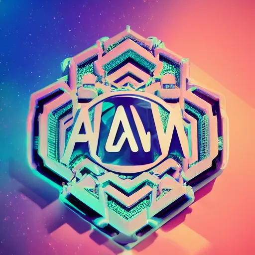 Image similar to a and w vaporwave logo, digital art, cosmic, 3 d high definition, trending on art station, photorealistic, high resolution, 8 k, octane, hyper detailed, insane details, intricate, elite, ornate, elegant trend, highly detailed and intricate, sharp focus, photography, unreal engine