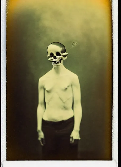 Image similar to 👽, 💀, 1 9 1 0 polaroid photo