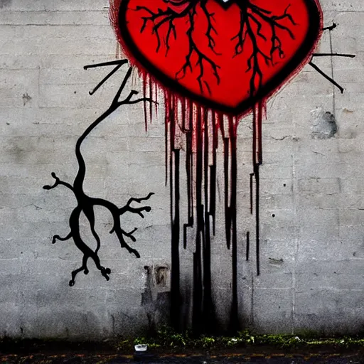 graffiti broken heart drawing