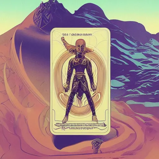 Prompt: majestic dune themed paul atreides messianic tarot card by sachin teng, artgerm, alphonse mucha, masterpiece, organic painting, matte painting, technical geometrical drawing shapes, lightning electricity coil, hard edges, graffiti, screen printing poster art by sachin teng