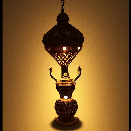 Image similar to A genie's ornate lamp, from the sands of the dessert, Visual Novel, Exposure, Overdimensional, Megapixel