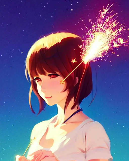 Beautiful Embarrassed Anime Girl with Short Black Hair Holding a Gift in  Her Hand, Blurred Background, Bokeh Stock Illustration - Illustration of  year, bokeh: 284385851