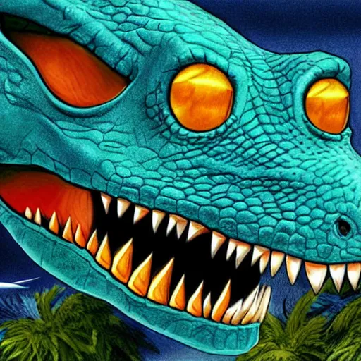 Image similar to The end of the dinosaur era, super realistic drawing, colourful, high detail, digital art,