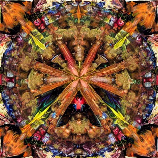 Image similar to an argentic photography by arcimboldo, by georgia o keeffe, by botticelli, by giger, by frank frazetta, by gustave moreau seen through a kaleidoscope, kaleidoscope, broken, nerve system, medical