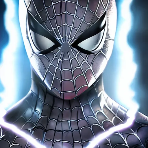 Image similar to characters portrait of Spiderman merged with MoonKnight, merged character, 4k, highly detailed, cinematic lighting