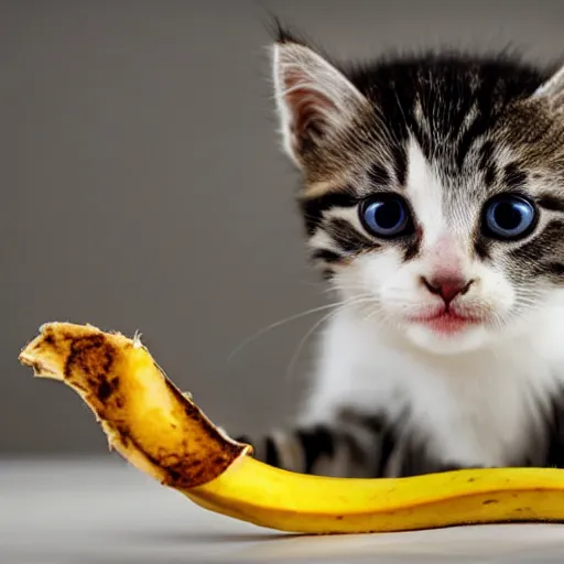 Image similar to kitten in a banana peel