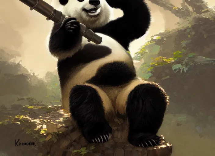 a portrait of an anthropomorphic cyberpunk panda bear