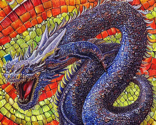 Image similar to A hyperdetailed painting of a dragon made of crystals by Bob Eggletone
