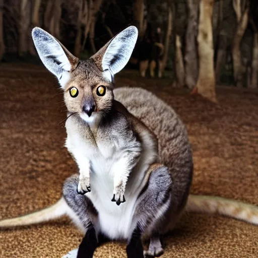 Image similar to a kangaroo - cat - hybrid, animal photography