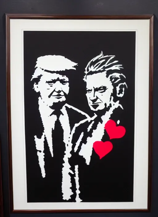 Image similar to banksy trump art on canvas