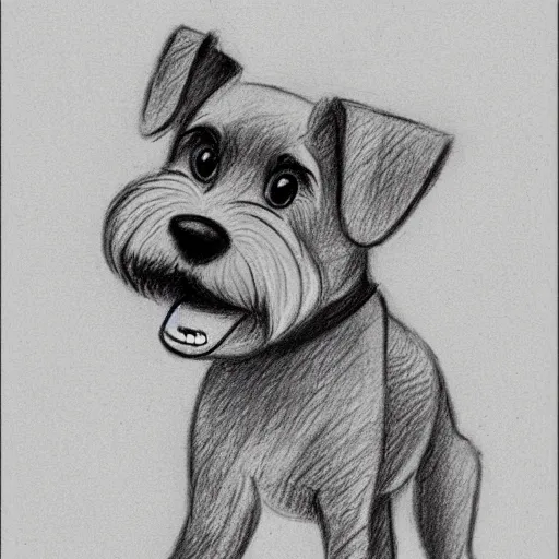 Image similar to milt kahl pencil sketch of happy mini schnauzer