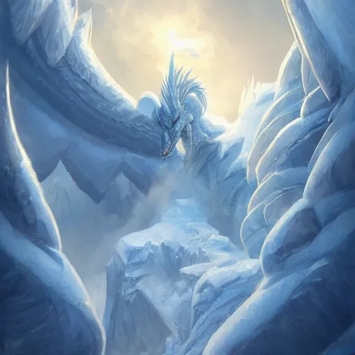 a massive ice dragon resting on a beautiful | Stable Diffusion | OpenArt