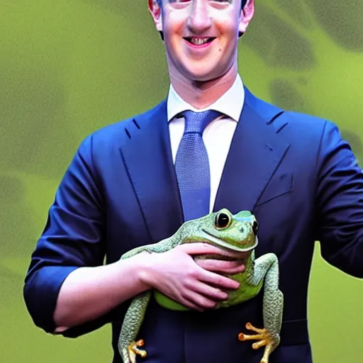 Image similar to mark zuckerberg holding a frog