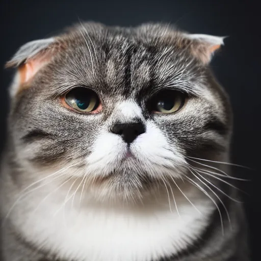 Image similar to portrait photo of scottish fold cat cosplaying a soldier, highly detailed, high resolution, cosplay photo, stunning, bokeh soft, by professional photographer, military clothing, shot with a canon