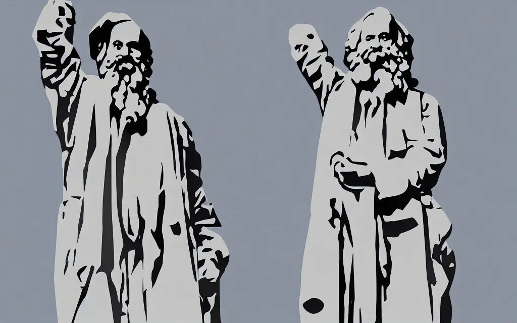 Image similar to large statue of marx, in the statue park in st. petersburg, vector art, minimalism,