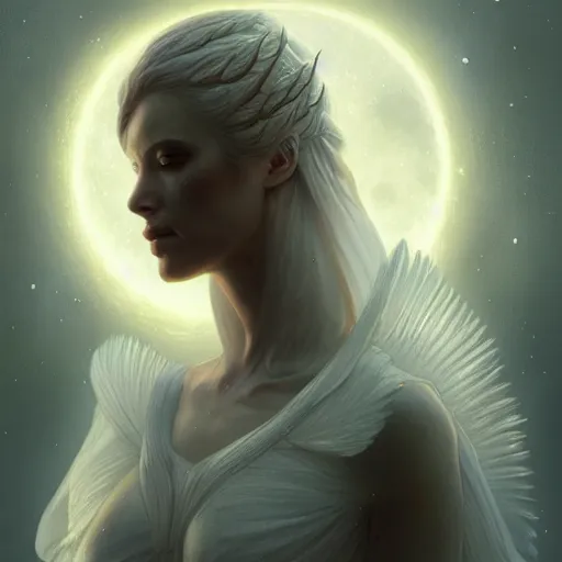 Prompt: A beautiful digital painting of Seraphim, have many eyes, the moon behind her, intricate, cinematic lighting, highly detailed, digital painting, Artstation, concept art, smooth, sharp focus, illustration, art by Tom Bagshaw, Artgerm and Greg Rutkowski