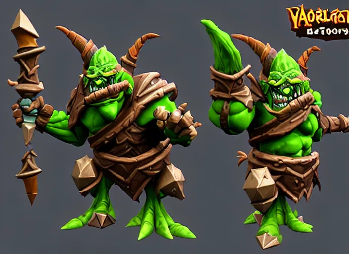 Prompt: armored goblin troll, stylized stl fantasy miniature, 3 d render, activision blizzard style, hearthstone style