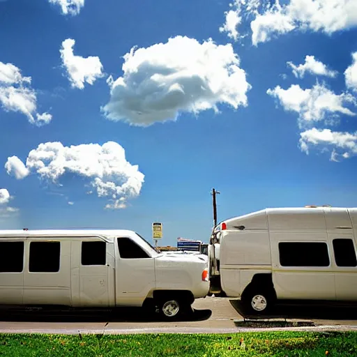 Prompt: liminal space suburban neighborhood, with blue sky, and clouds, very bright day, 2 0 1 0's photograph