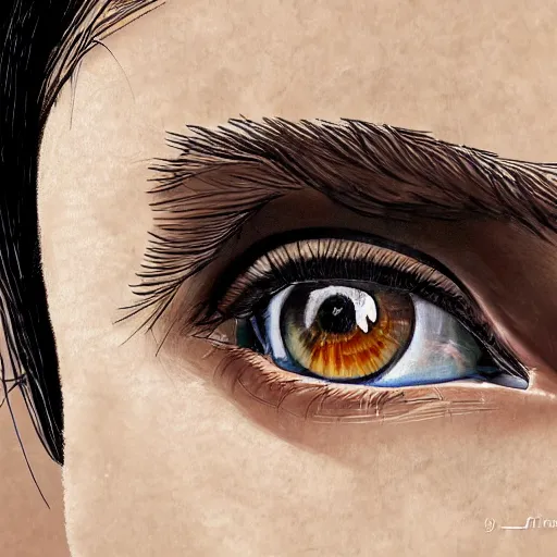 Prompt: portrait of a young lady with curly black hair round face, big brown eyes, picture, hyperrealistic, focused, detailed, computer painting