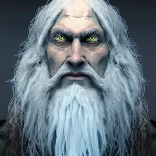 Image similar to a digital art close up portrait of pale ancient druid mage from warhammer, old nature mage with long beard character sheet, 4 k, ultra detail, volumetric lighting, unreal engine, octane render