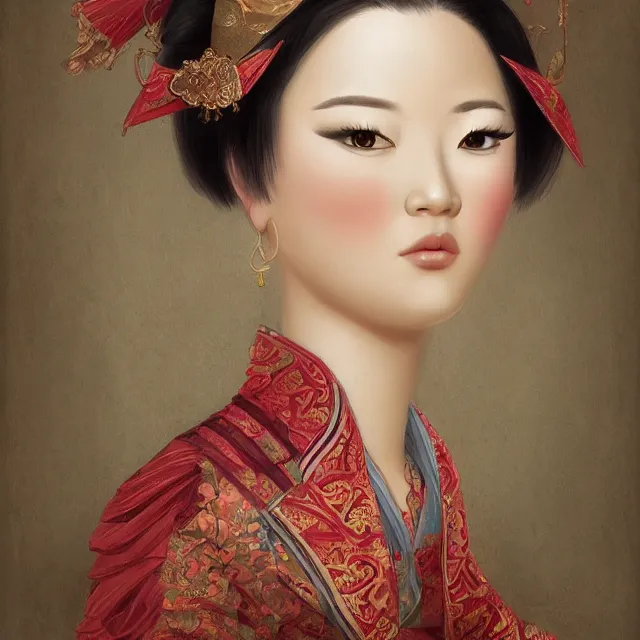 Image similar to beautiful women with oriental faces, character portrait, sharp, digital matte painting, by asher brown durand, trending on artstation