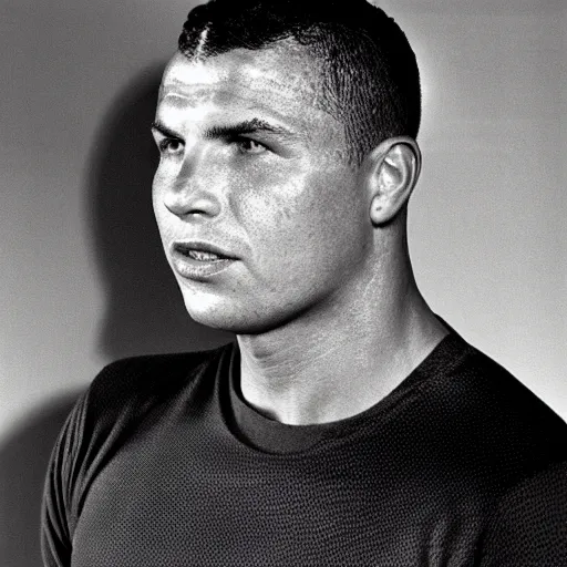 Image similar to real ronaldo by yousuf karsh, head and shoulders, faint smile