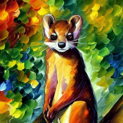 Image similar to oil painting of a pine marten by leonid afremov