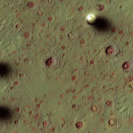 Prompt: A photo of Mars with vegetation and humans living there