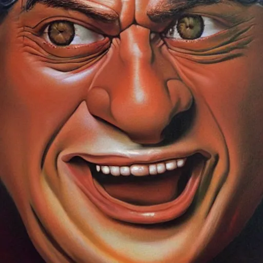 Image similar to portrait of the face of danny devito smiling sly intricate detailed by boris vallejo