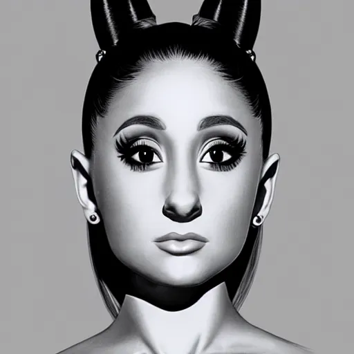 Image similar to 3/4 headshot of Ariana Grande, style of Giger, H. R. GIGER