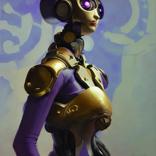 Image similar to greg manchess portrait painting of robotic violet evergarden as overwatch character, medium shot, asymmetrical, profile picture, organic painting, sunny day, matte painting, bold shapes, hard edges, street art, trending on artstation, by huang guangjian, gil elvgren, ruan jia, greg rutkowski, gaston bussiere