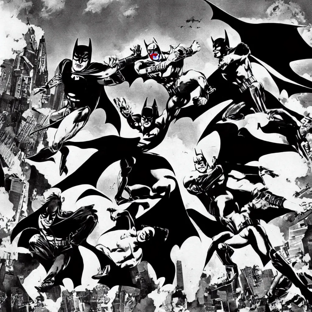 Image similar to Batman chasing the Joker, a still from the Batman (1966) television series